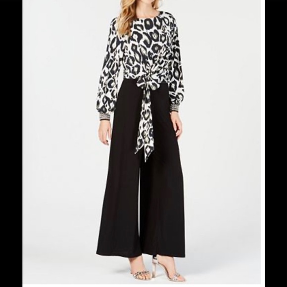 MSK Pants - MSK rhinestone animal print & solid jumpsuit L